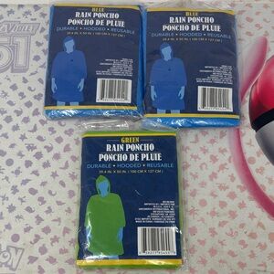 Blue and Green Rain Poncho Set lot of 3
